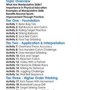 Manipulative Skills Worksheet Activity Booklet