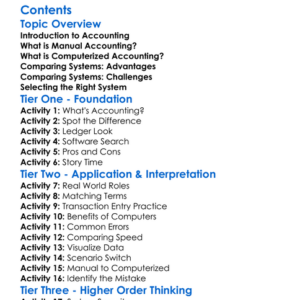 Manual Vs Computerized Accounting Worksheet Activity Booklet