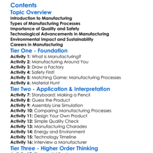 Manufacturing Processes And Techniques Worksheet Activity Booklet