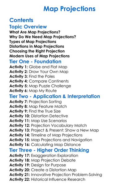 Map Projections Worksheet Activity Booklet