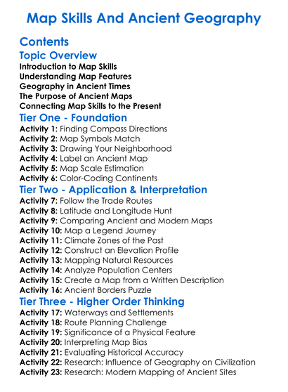 Map Skills And Ancient Geography Worksheet Activity Booklet