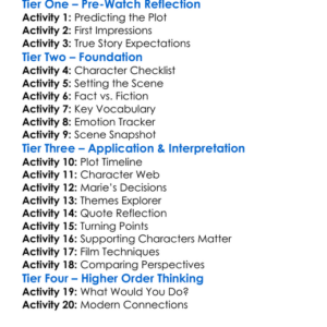 Marie A True Story 1985 Worksheet Activity Booklet