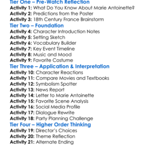Marie Antoinette 2006 Worksheet Activity Booklet