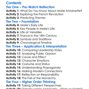 Marie Antoinette A Film By David Grubin 2006 Worksheet Activity Booklet