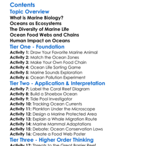 Marine Biology And Ocean Ecosystems Worksheet Activity Booklet