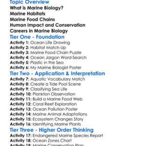 Marine Biology Fundamentals Worksheet Activity Booklet