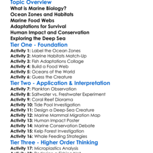 Marine Biology Life In Oceans Worksheet Activity Booklet