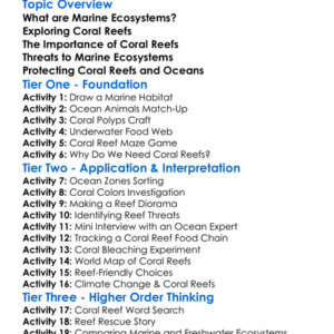 Marine Ecosystems And Coral Reefs Worksheet Activity Booklet