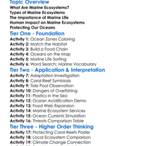 Marine Ecosystems Worksheet Activity Booklet