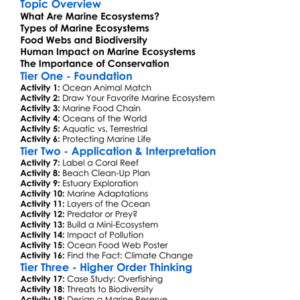 Marine Ecosystems Worksheet Activity Booklet