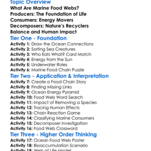 Marine Food Webs Worksheet Activity Booklet