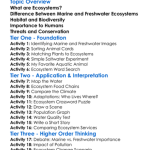 Marine Vs Freshwater Ecosystems Worksheet Activity Booklet