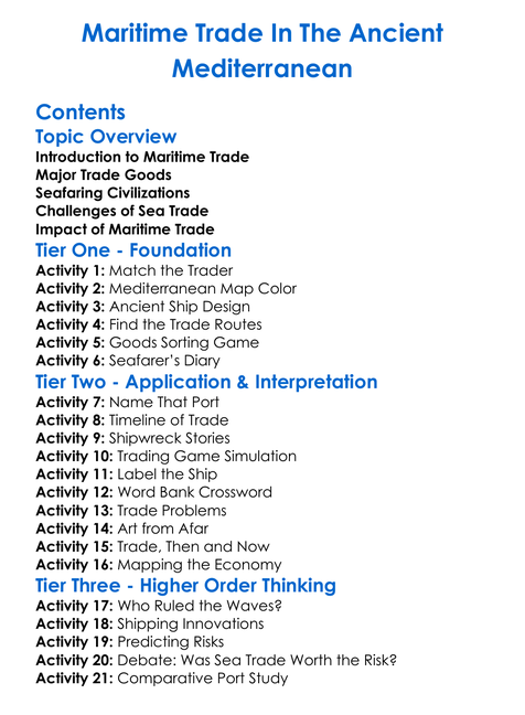 Maritime Trade In The Ancient Mediterranean Worksheet Activity Booklet
