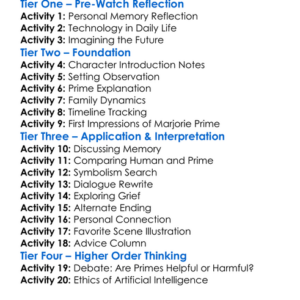 Marjorie Prime 2017 Worksheet Activity Booklet