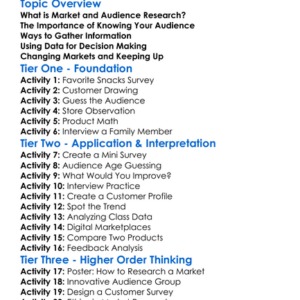 Market And Audience Research Worksheet Activity Booklet