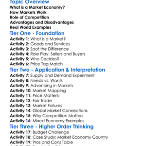 Market Economies Worksheet Activity Booklet