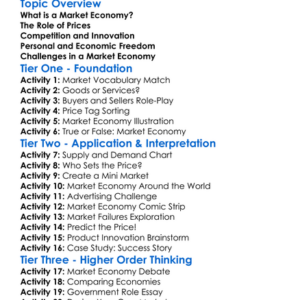 Market Economy Worksheet Activity Booklet