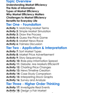 Market Efficiency Worksheet Activity Booklet