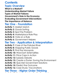 Market Failure And Government Response Worksheet Activity Booklet