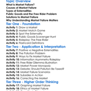 Market Failure Worksheet Activity Booklet
