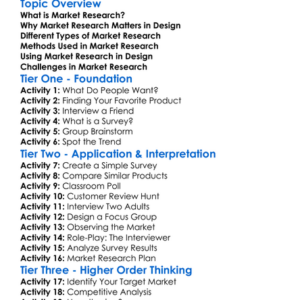 Market Research For Design Worksheet Activity Booklet