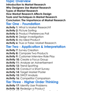 Market Research In Design Worksheet Activity Booklet