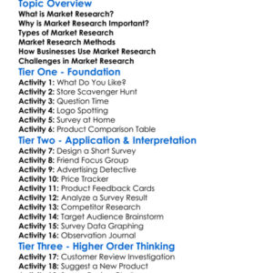 Market Research Worksheet Activity Booklet