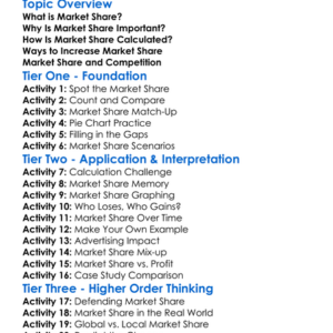 Market Share Worksheet Activity Booklet
