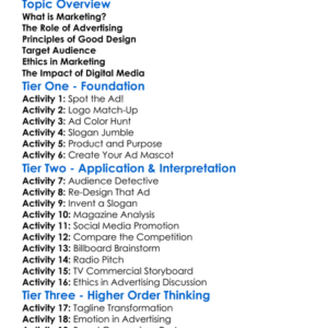 Marketing And Advertising Design Worksheet Activity Booklet