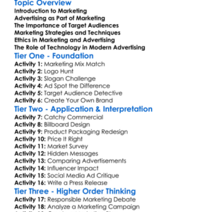 Marketing And Advertising Worksheet Activity Booklet