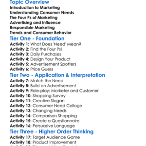 Marketing And Consumer Needs Worksheet Activity Booklet