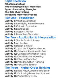 Marketing And Product Promotion Worksheet Activity Booklet