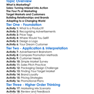 Marketing And Sales Basics Worksheet Activity Booklet