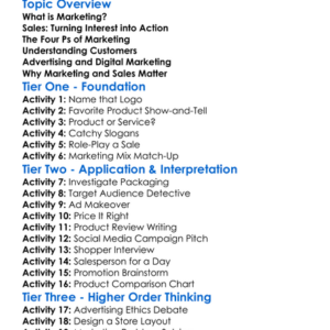 Marketing And Sales Concepts Worksheet Activity Booklet