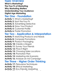 Marketing Basics Worksheet Activity Booklet