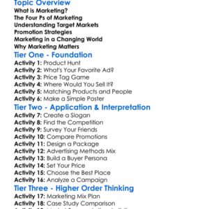 Marketing Principles And Strategies Worksheet Activity Booklet