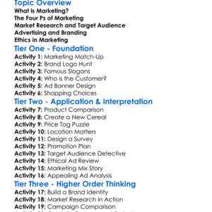 Marketing Principles Worksheet Activity Booklet