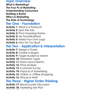 Marketing Principles Worksheet Activity Booklet