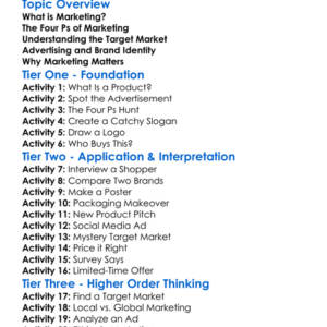 Marketing Products Worksheet Activity Booklet