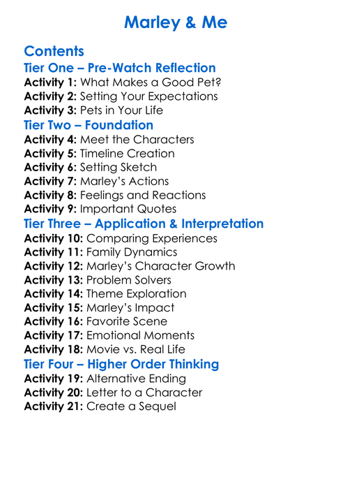 Marley Me Worksheet Activity Booklet