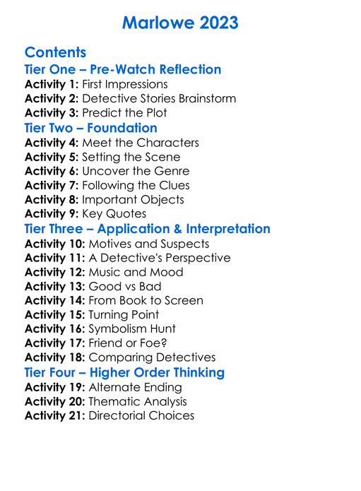 Marlowe 2023 Worksheet Activity Booklet