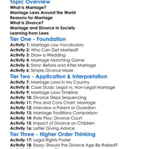 Marriage And Divorce Law Worksheet Activity Booklet