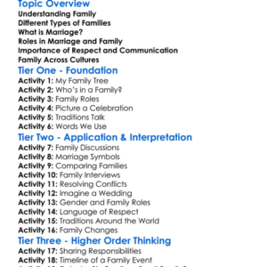Marriage And Family Worksheet Activity Booklet