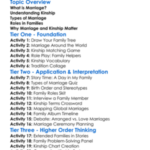 Marriage And Kinship Worksheet Activity Booklet