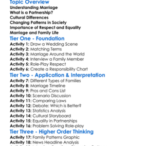 Marriage And Partnership Patterns Worksheet Activity Booklet