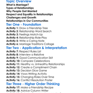 Marriage And Relationships Worksheet Activity Booklet
