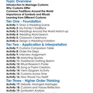 Marriage Customs Across Cultures Worksheet Activity Booklet