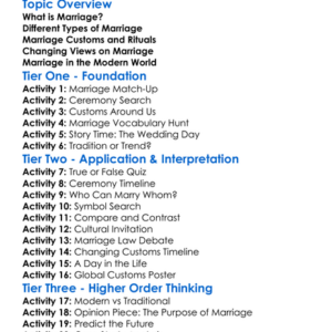 Marriage Customs And Systems Worksheet Activity Booklet