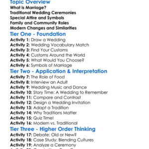 Marriage Customs Around The World Worksheet Activity Booklet