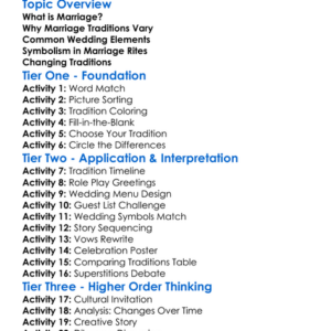 Marriage Traditions Worksheet Activity Booklet